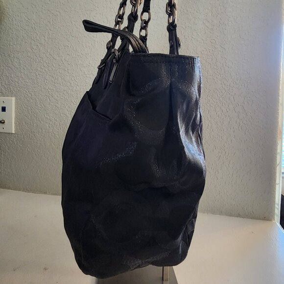 Euc Coach Mia Metallic Lurex Black Shoulder Bag w/Wristlet - Picture 8 of 16